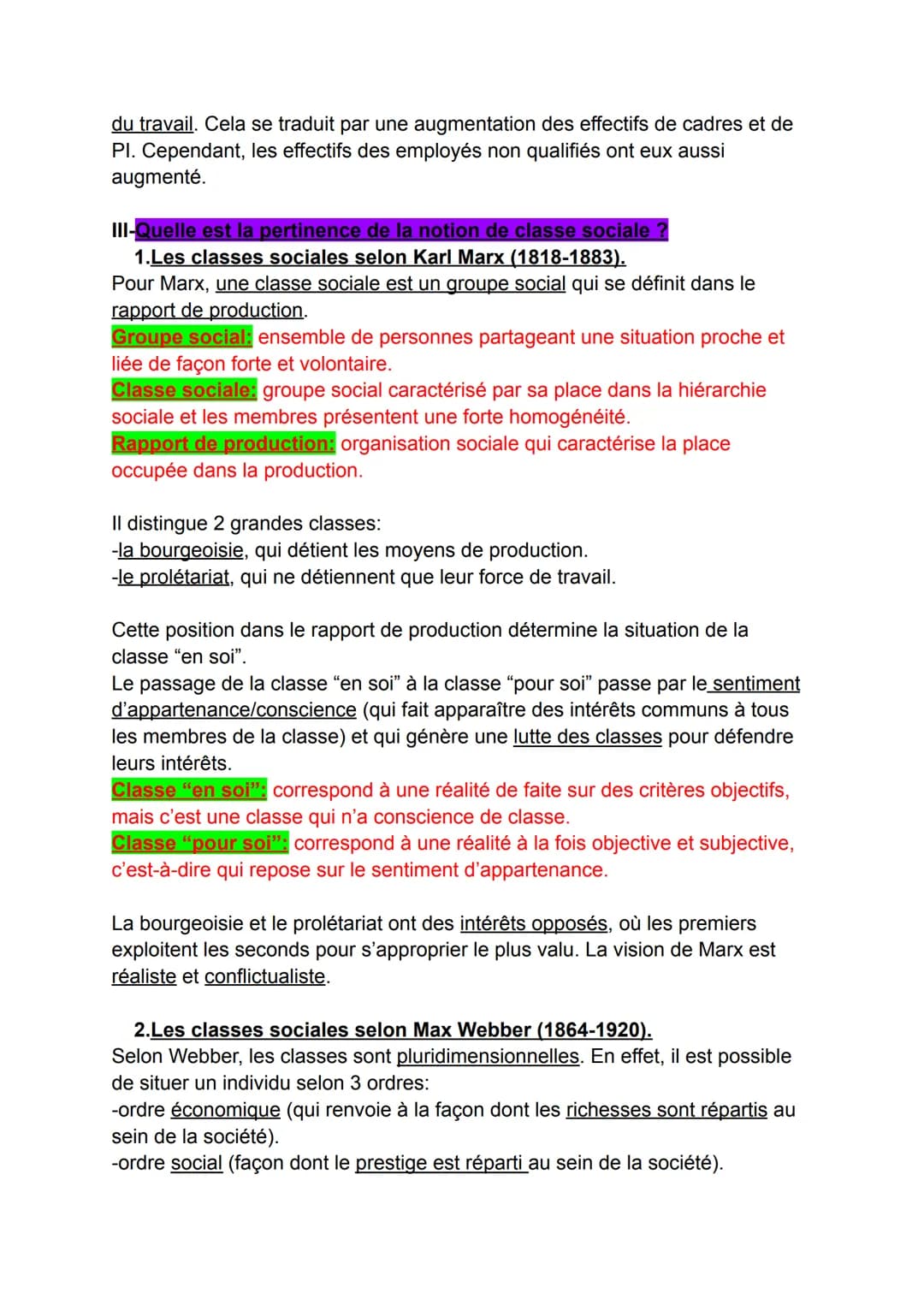 Fiche de révision
-Chapitre 3-
Comment est structurée la société française actuelle ?
I-Comment déterminer la position d'un individu dans l'
