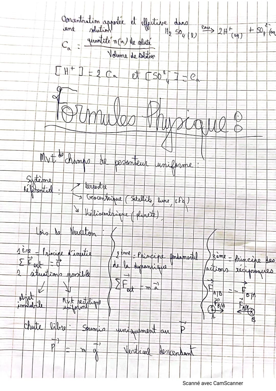 Ancentration apportée et effective dans
11₂ 504 (1)
June
C₁ =
Ca
objet
immobile
[H²+] = 2 Ca
solution
quantite n (a) de xolute
Volume de sol