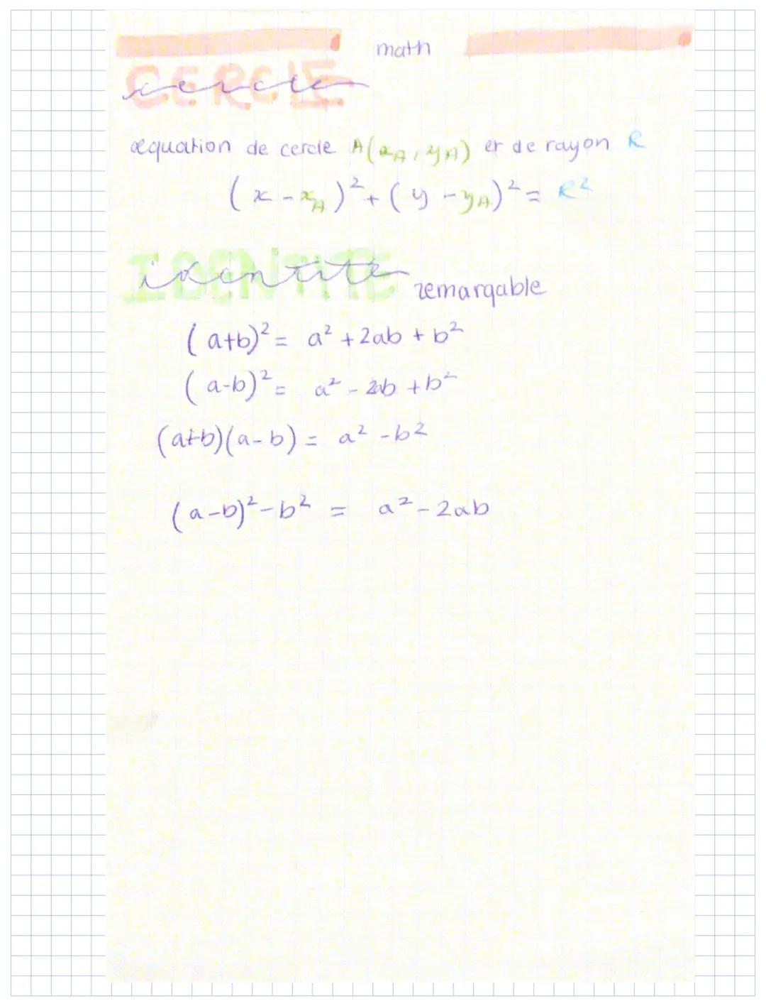 Math
# formule
fonction affine = f(x) = ax + b
a coefficient directare

b = ordonnée à L'origine

→ Distance dans un repère orthonormé
$AB=\