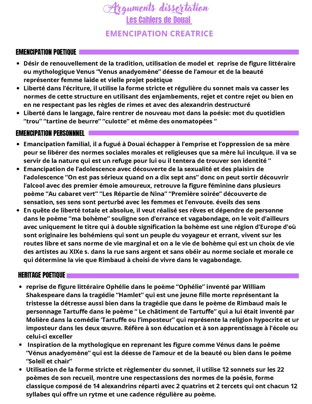 argument dissertation cahier de douai