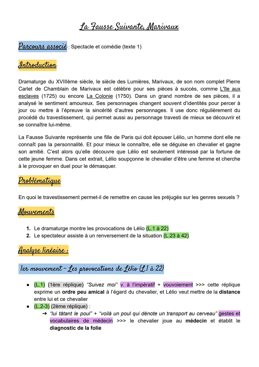 La Fausse Suivante, Marivaux
Parcours associé: Spectacle et comédie (texte 1)
Introduction
Dramaturge du XVIIIème siècle, le siècle des Lumi