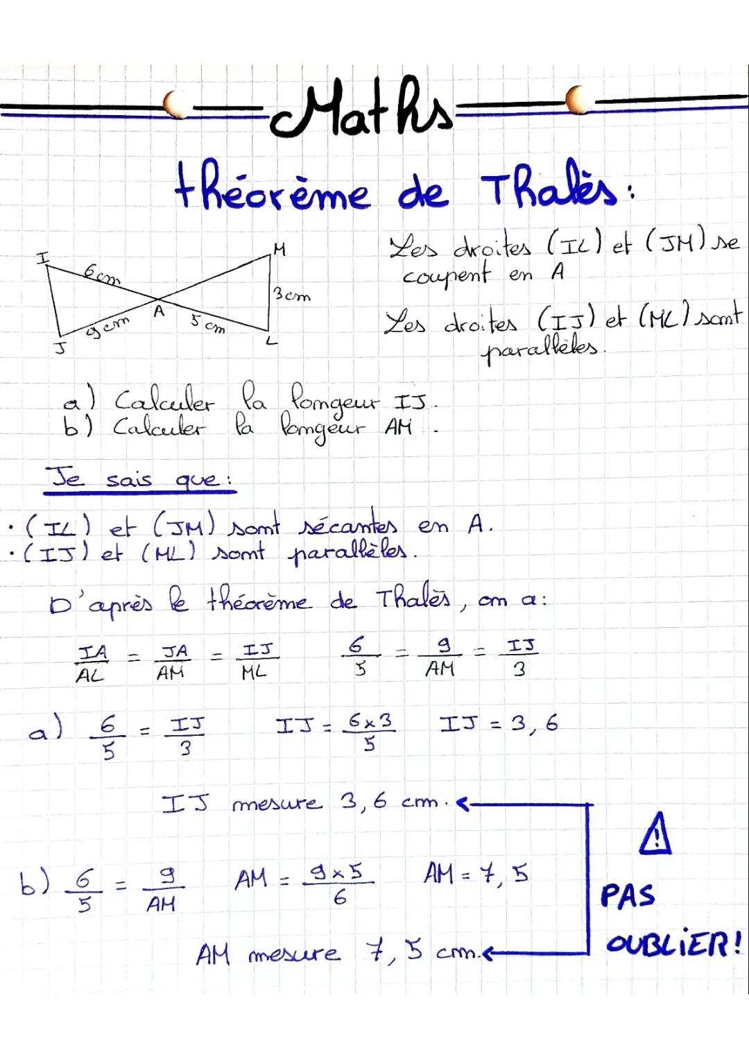 Apprends le Théorème de Thalès avec des Exercices Simples et Corrigés