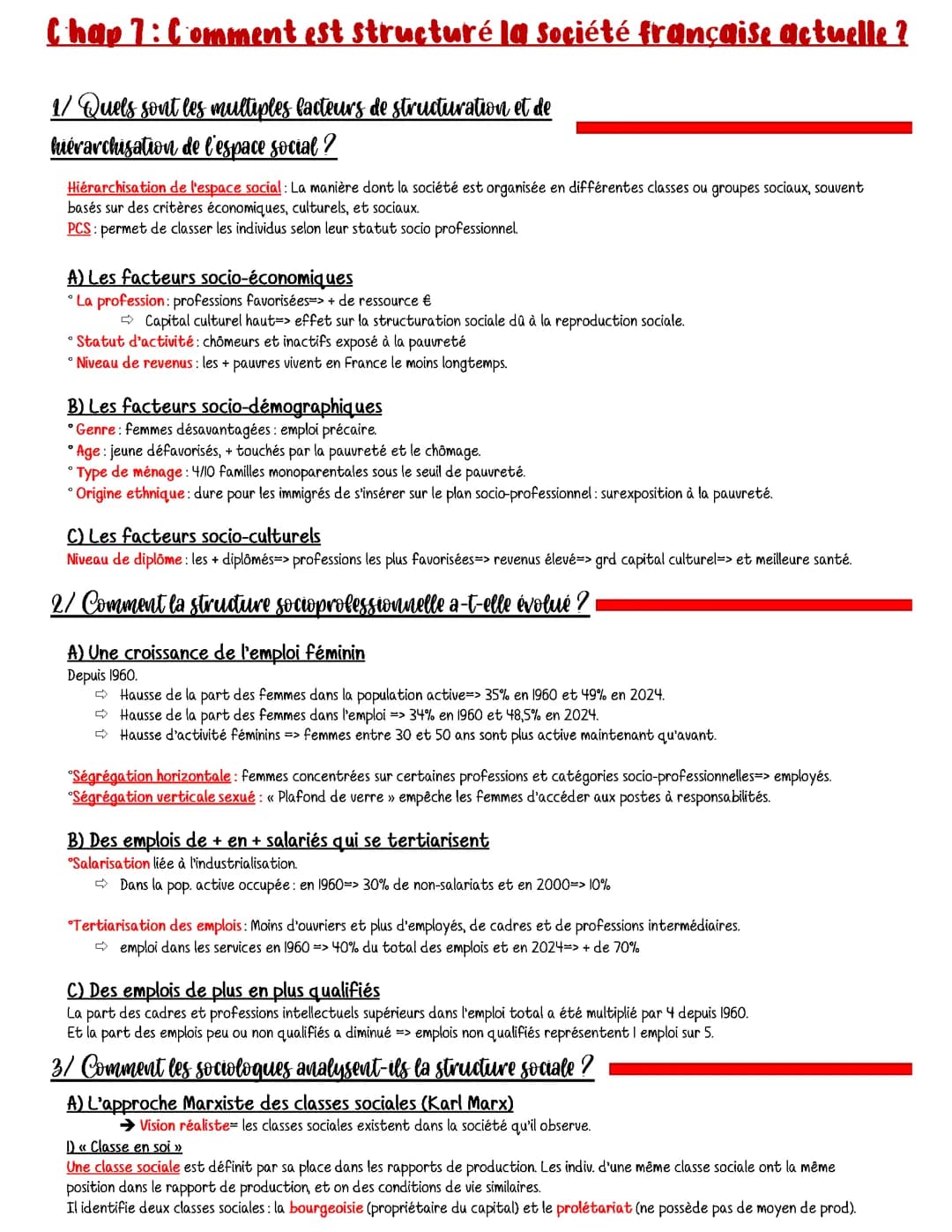 Comment est structuré la société française actuelle ?