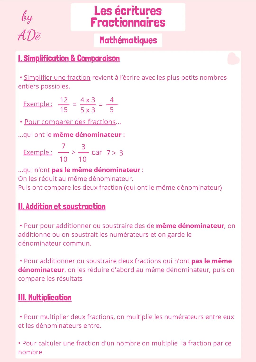  Les écritures fractionnaires