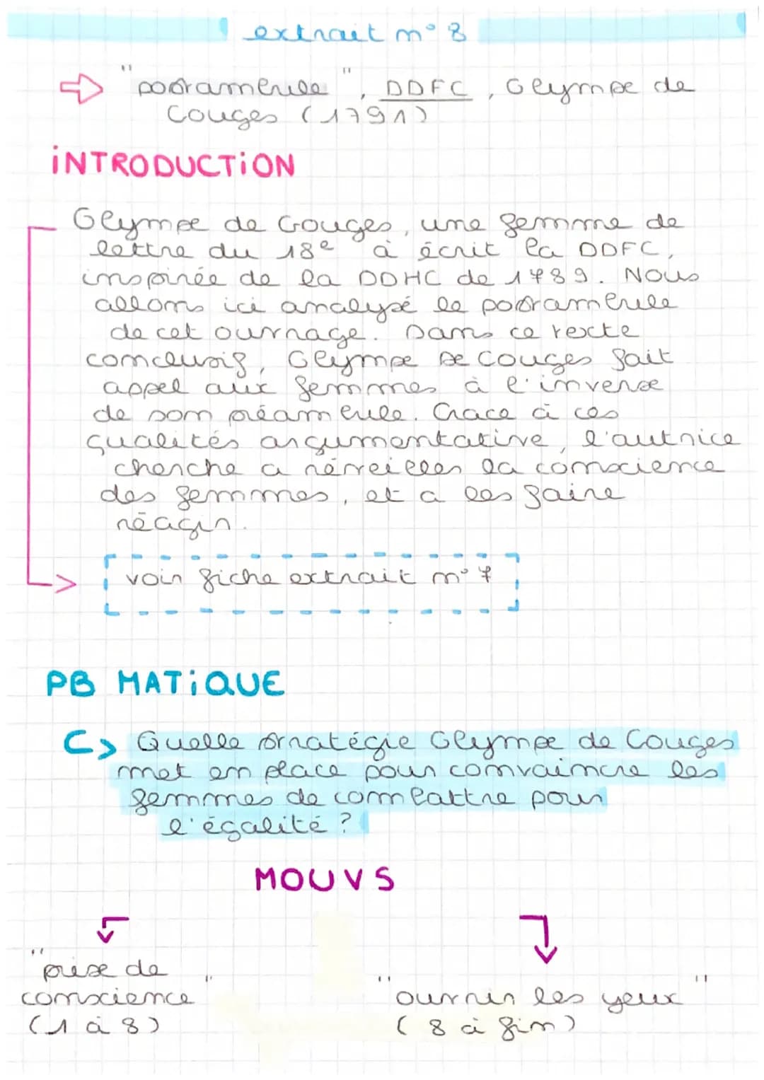 "
extrait n° 8
pooramerle
DDFC, Glympe de
Couges (1791)
INTRODUCTION
Glympe de Gouges, une femme de
lettre du 18°
a écrit la DDFC,
inspirée 