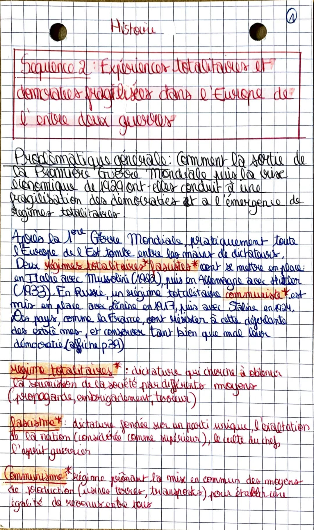 Hishoune
●
Sequence 2: Experiences totaltuus et
domcrates fragilisees dons e Eurone de
l'entre deux guerres
Problématique generale: Comment 