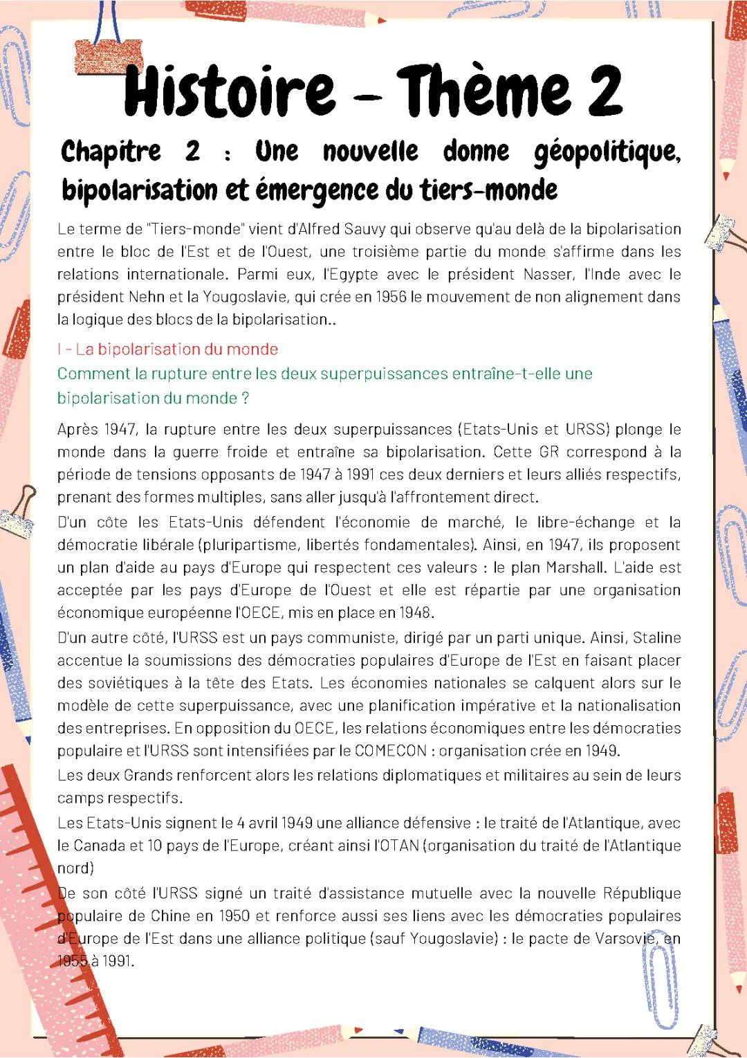 Cours Histoire Terminale : La Décolonisation et l'Émergence du Tiers-Monde