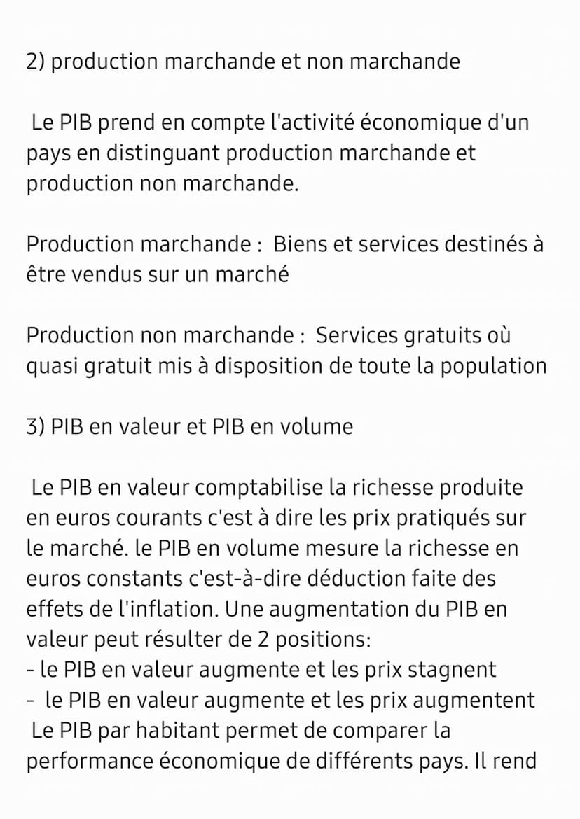 Chapitre création de richesses et amélioration du
niveau de vie
Croissance économique : augmentation de la
richesse produite et à dire une a