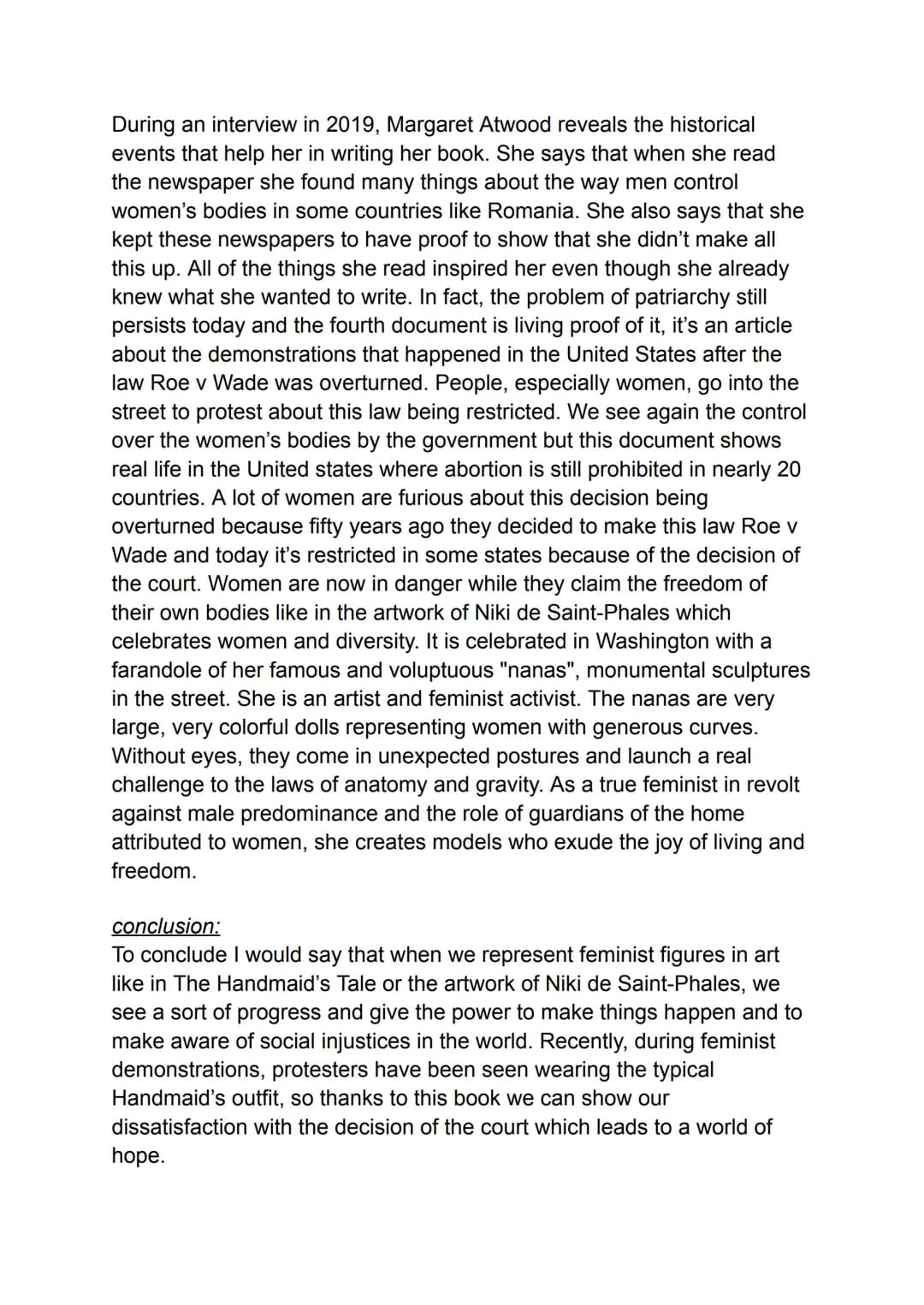 Dossier personnel LLCER
Thématique : Arts et débats d'idées
Axe : Art et contestation
Problématique: How does art contribute to the feminist