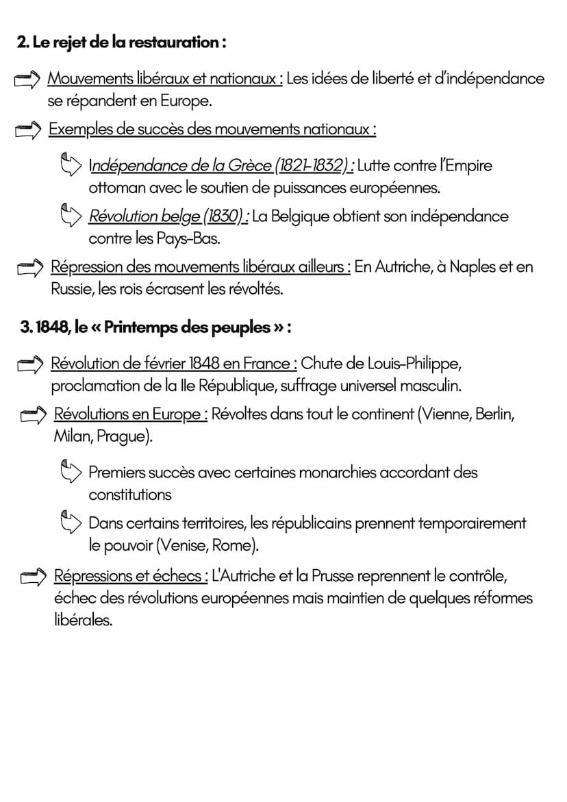 L'EUROPE ENTRE RESTAURATION ET
RÉVOLUTION (1814-1848)
1. Un retour à l'ordre ancien ?
Congrès de Vienne (1814-1815): Réorganisation de l'Eur