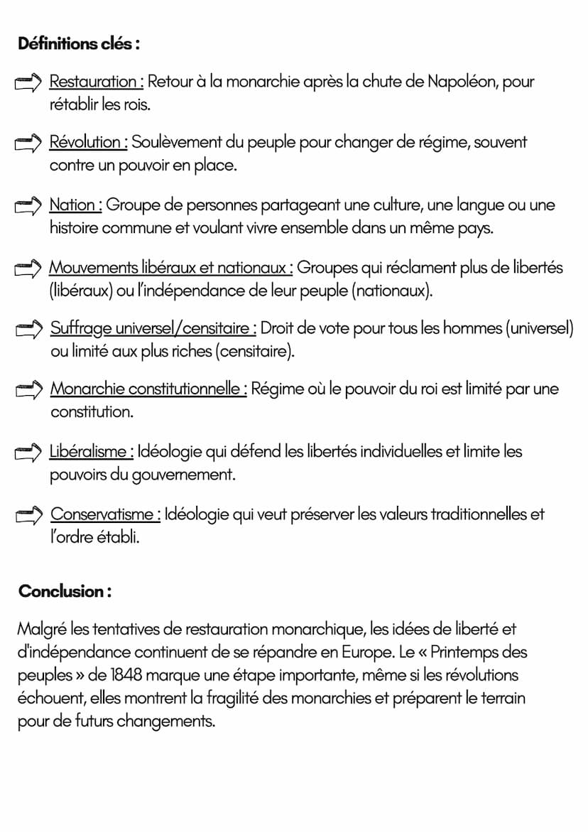 L'EUROPE ENTRE RESTAURATION ET
RÉVOLUTION (1814-1848)
1. Un retour à l'ordre ancien ?
Congrès de Vienne (1814-1815): Réorganisation de l'Eur