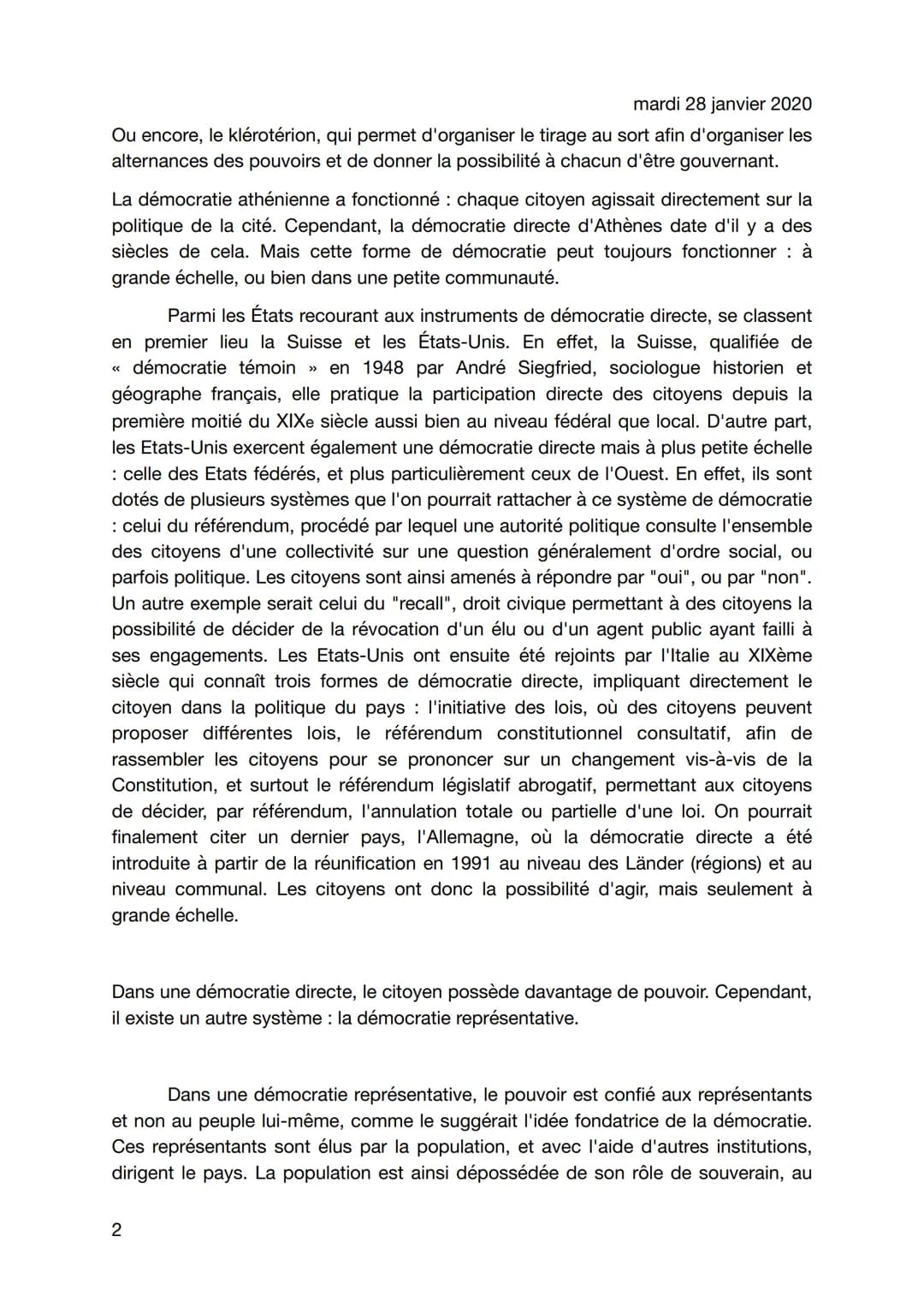 mardi 28 janvier 2020
Les citoyens entre démocratie directe et démocratie
représentative de l'Antiquité à nos jours.
Perle Fainas-Martin
C'e