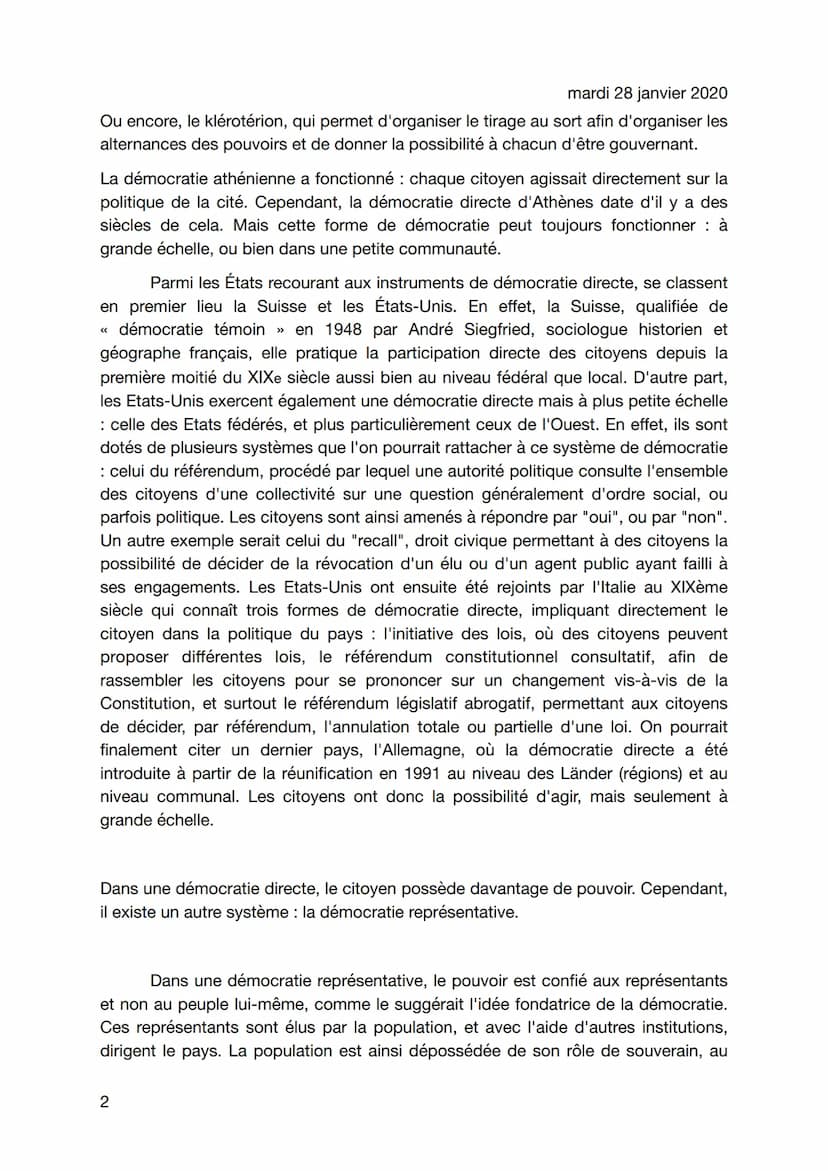 mardi 28 janvier 2020
Les citoyens entre démocratie directe et démocratie
représentative de l'Antiquité à nos jours.
Perle Fainas-Martin
C'e