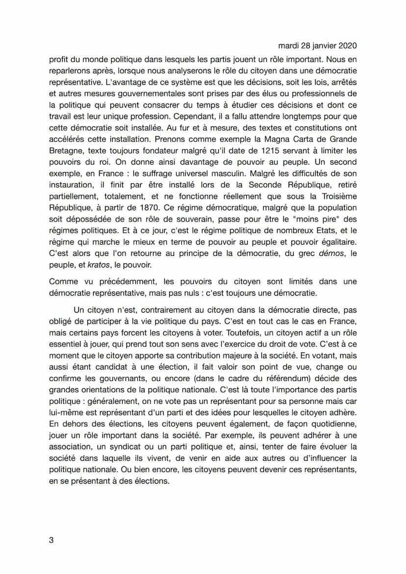 mardi 28 janvier 2020
Les citoyens entre démocratie directe et démocratie
représentative de l'Antiquité à nos jours.
Perle Fainas-Martin
C'e