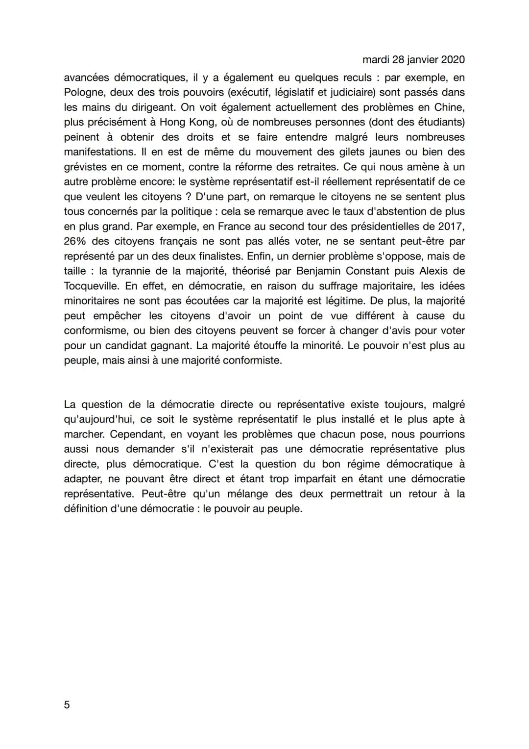 mardi 28 janvier 2020
Les citoyens entre démocratie directe et démocratie
représentative de l'Antiquité à nos jours.
Perle Fainas-Martin
C'e