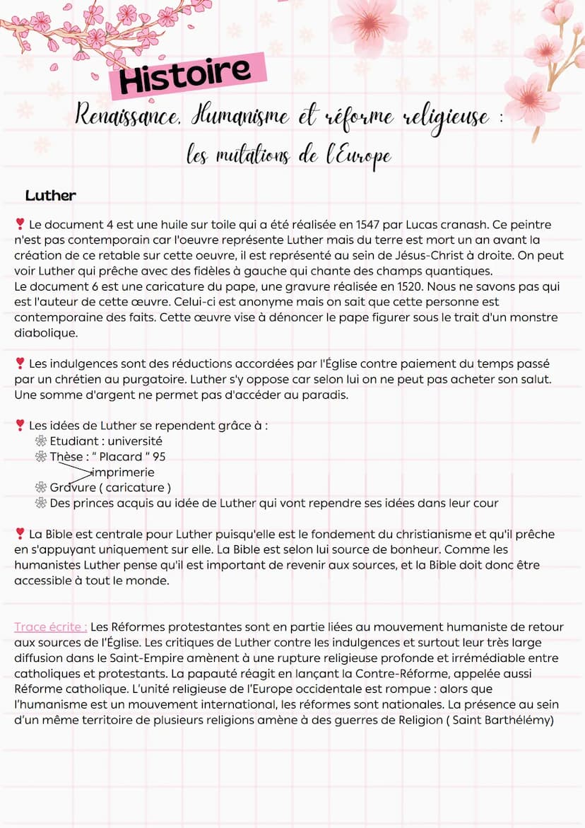 --- OCR Start ---
• Histoire
Renaissance. Humanisme et réforme religieuse :
les mutations de l'Europe
Définition
• La Renaissance naît en It