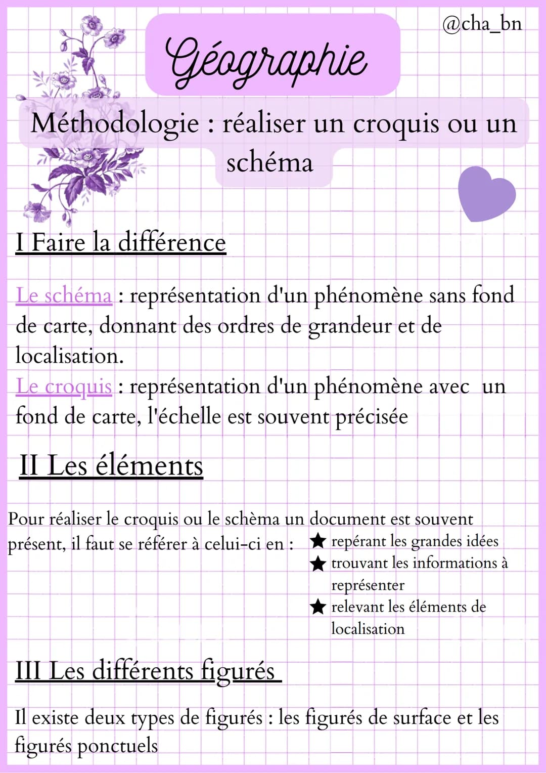 @cha_bn
Géographie
Méthodologie : réaliser un croquis ou un
schéma
I Faire la différence
Le schéma: représentation d'un phénomène sans fond
