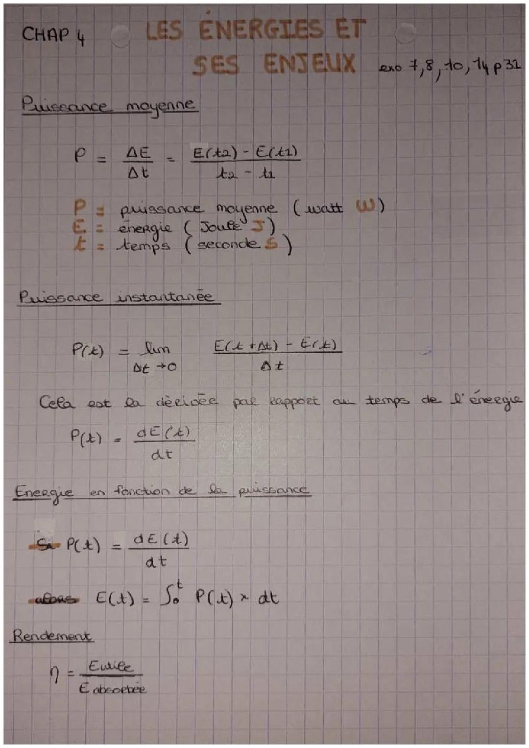 Comprendre la puissance instantanée et la conversion d'énergie