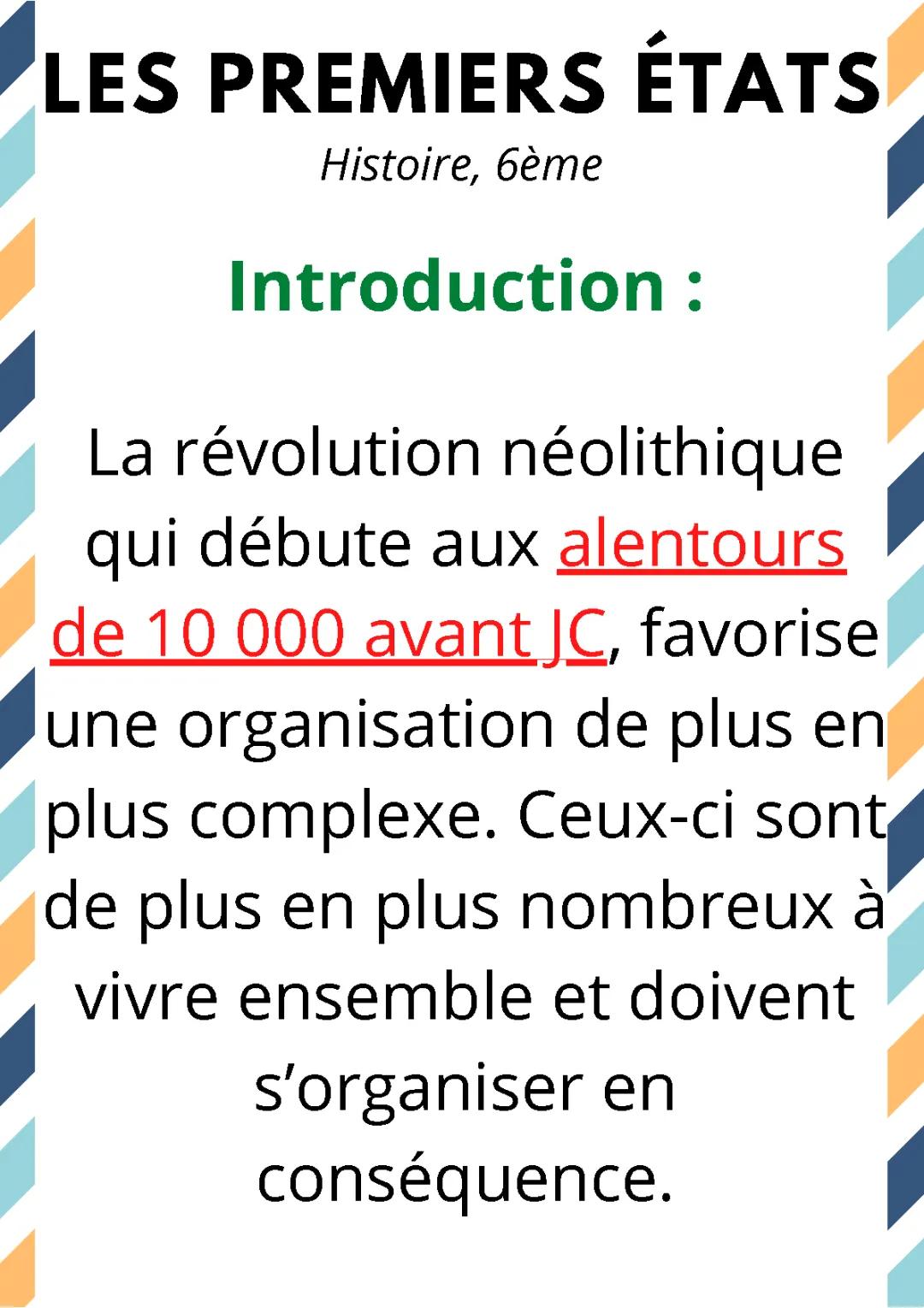 Les premiers états.