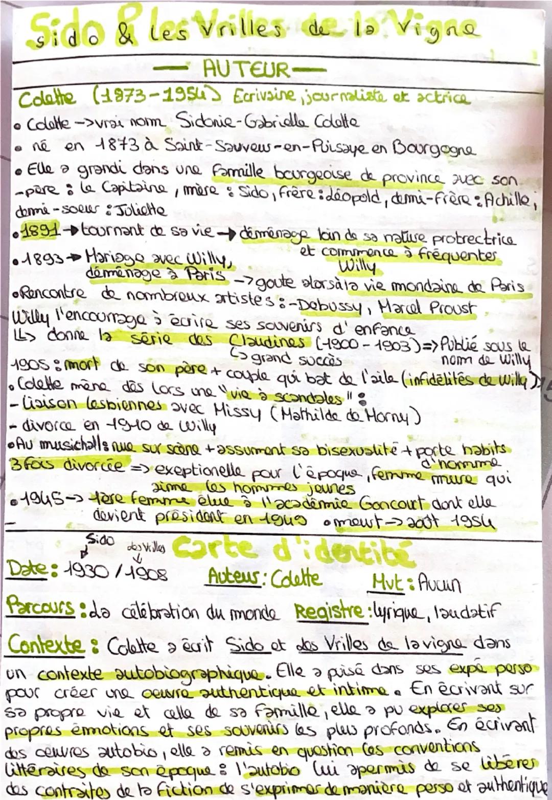 # Sido & Les Vrilles de la Vigne

--- AUTEUR ---

Colette (1873-1954) Ecrivaine journaliste et actrice

* Colette ->vrai nom: Sidonie-Gabrie