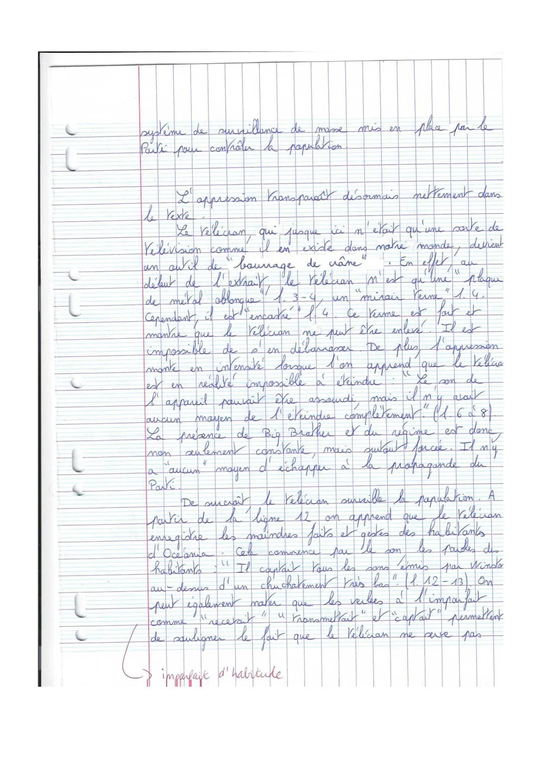 HLP terminale : DS
→ Lisez cet extrait de roman.
[1984 se passe à Londres, capitale de l'Océania, dirigée par le régime
totalitaire de l'Ang