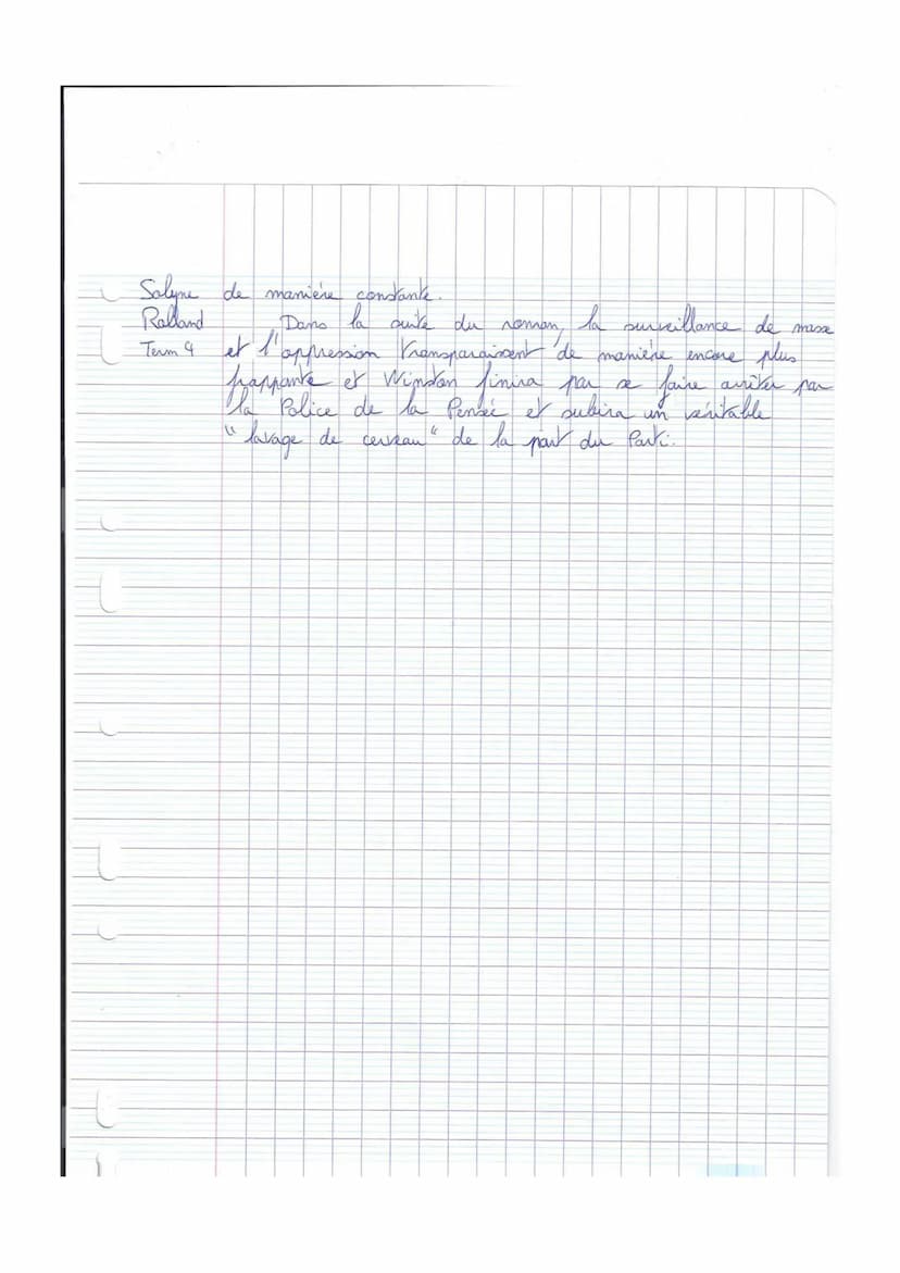 HLP terminale : DS
→ Lisez cet extrait de roman.
[1984 se passe à Londres, capitale de l'Océania, dirigée par le régime
totalitaire de l'Ang