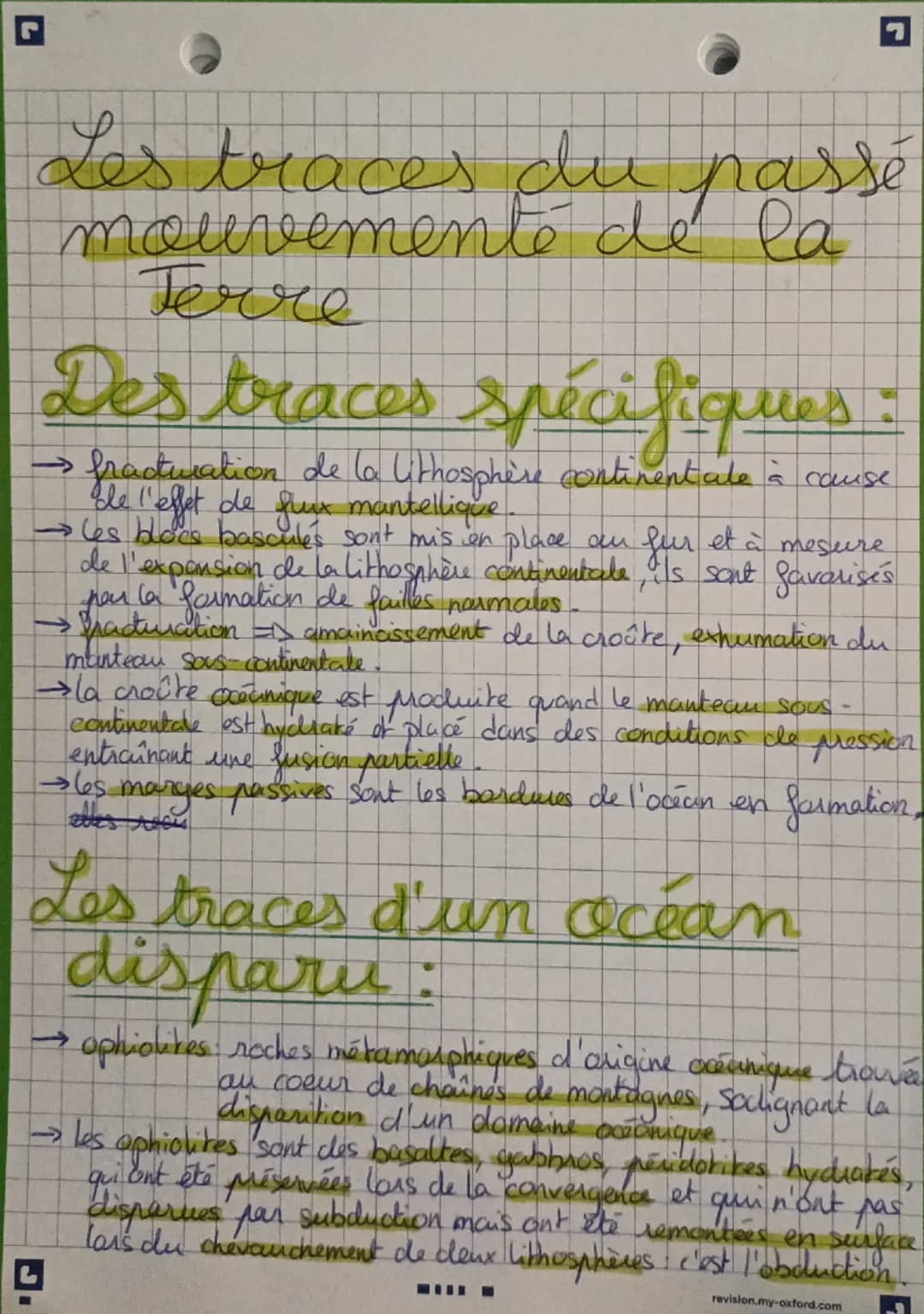G
Les traces du passé
mouvementé de la
Terre
Des traces spécifiques
→ fracturation de la lithosphère continentale à cause
de l'effet de flux