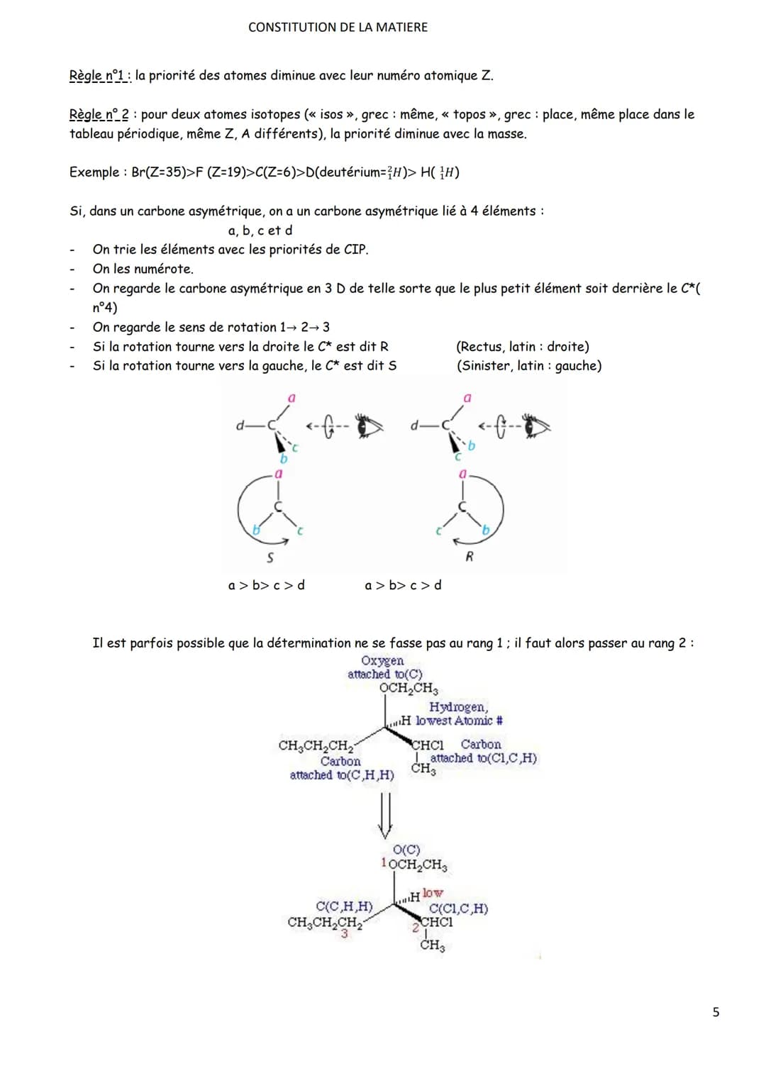 Chap.1
CONSTITUTION DE LA MATIERE
STRUCTURE SPATIALE DES ESPECES CHIMIQUES
TSTL
Objectifs Carbone asymétrique, chiralité, isomérie, C.I.P.
➡