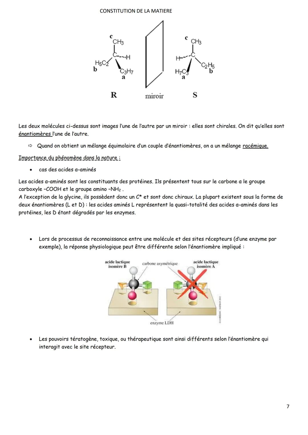 Chap.1
CONSTITUTION DE LA MATIERE
STRUCTURE SPATIALE DES ESPECES CHIMIQUES
TSTL
Objectifs Carbone asymétrique, chiralité, isomérie, C.I.P.
➡