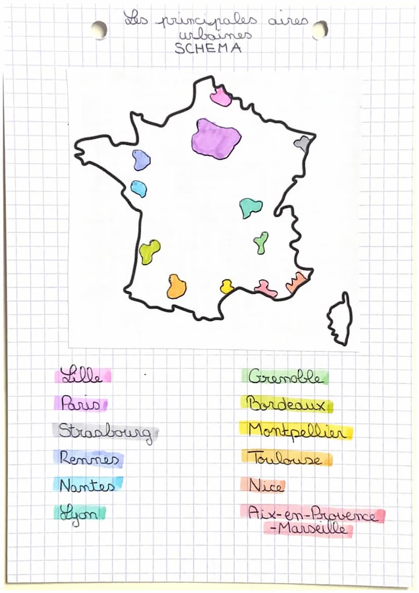 LES AIRES URBAINES
(ex : Lyon)
Depuis les années 50 les villes connaissent
une forte croissance démographique car elles
attirent la populati
