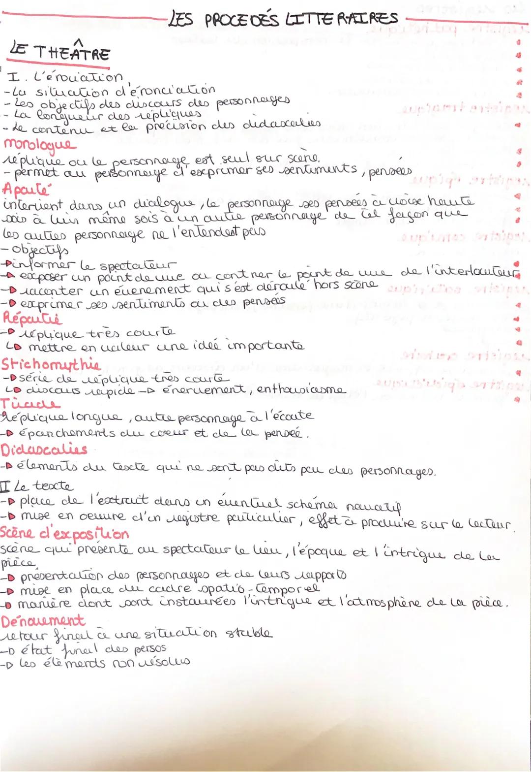 -LES PROCEDES LITTERAIRES
LE THEATRE
I. L'érouation,
-La situation d'eronciation
- Les objectifs des discours des personnages
-- La longueur