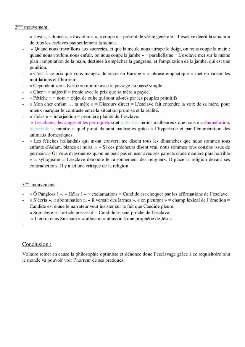 Introduction :
Dans ce texte Voltaire a voulu dénoncer l'esclavage grâce à un réquisitoire contre l'esclavage. Pour cela il
mettra en scène 