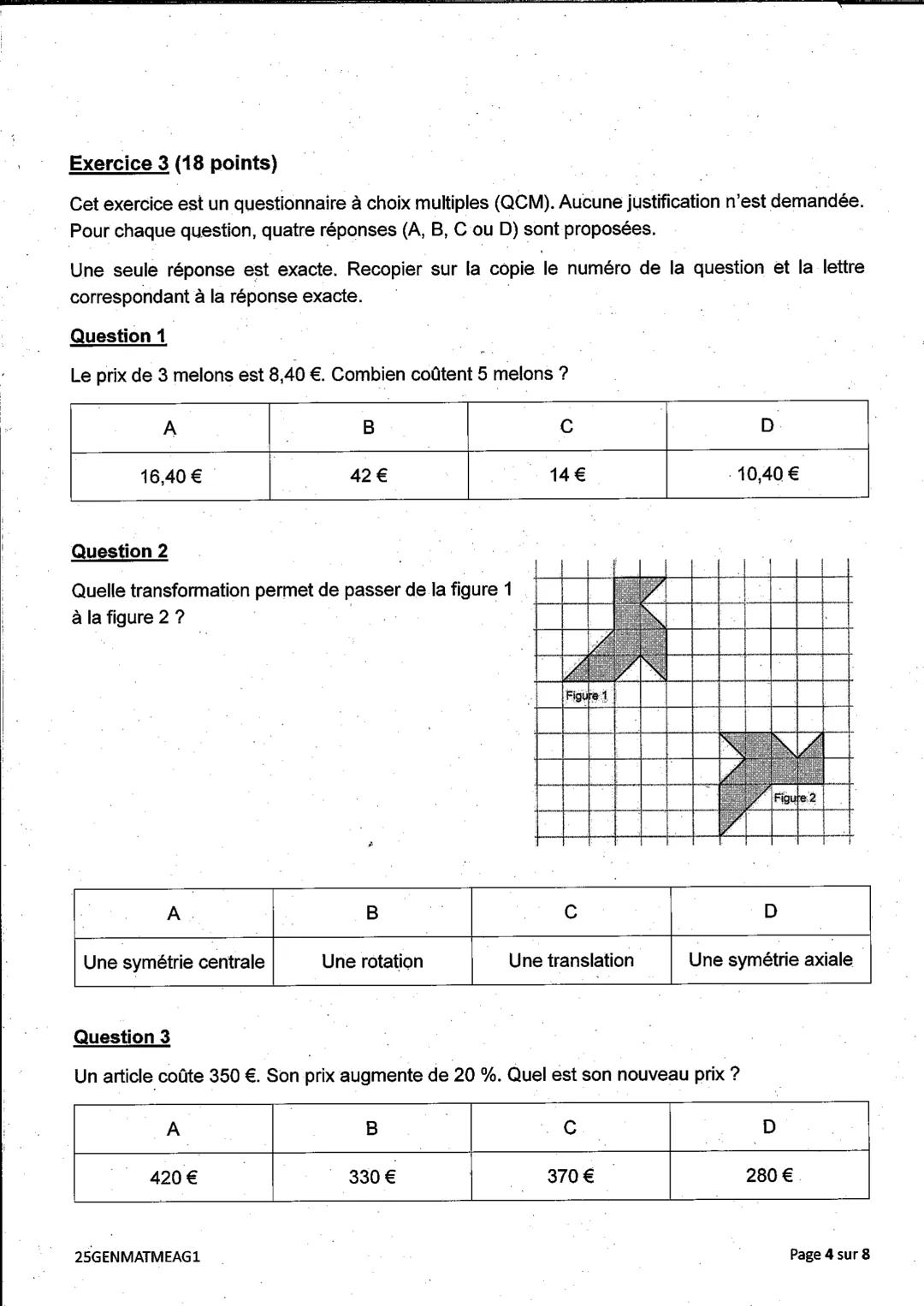 DIPLÔME NATIONAL DU BREVET

SESSION 2025

MATHEMATIQUES

Série générale

Durée de l'épreuve: 2 h 00

100 points

Dès que le sujet vous est r