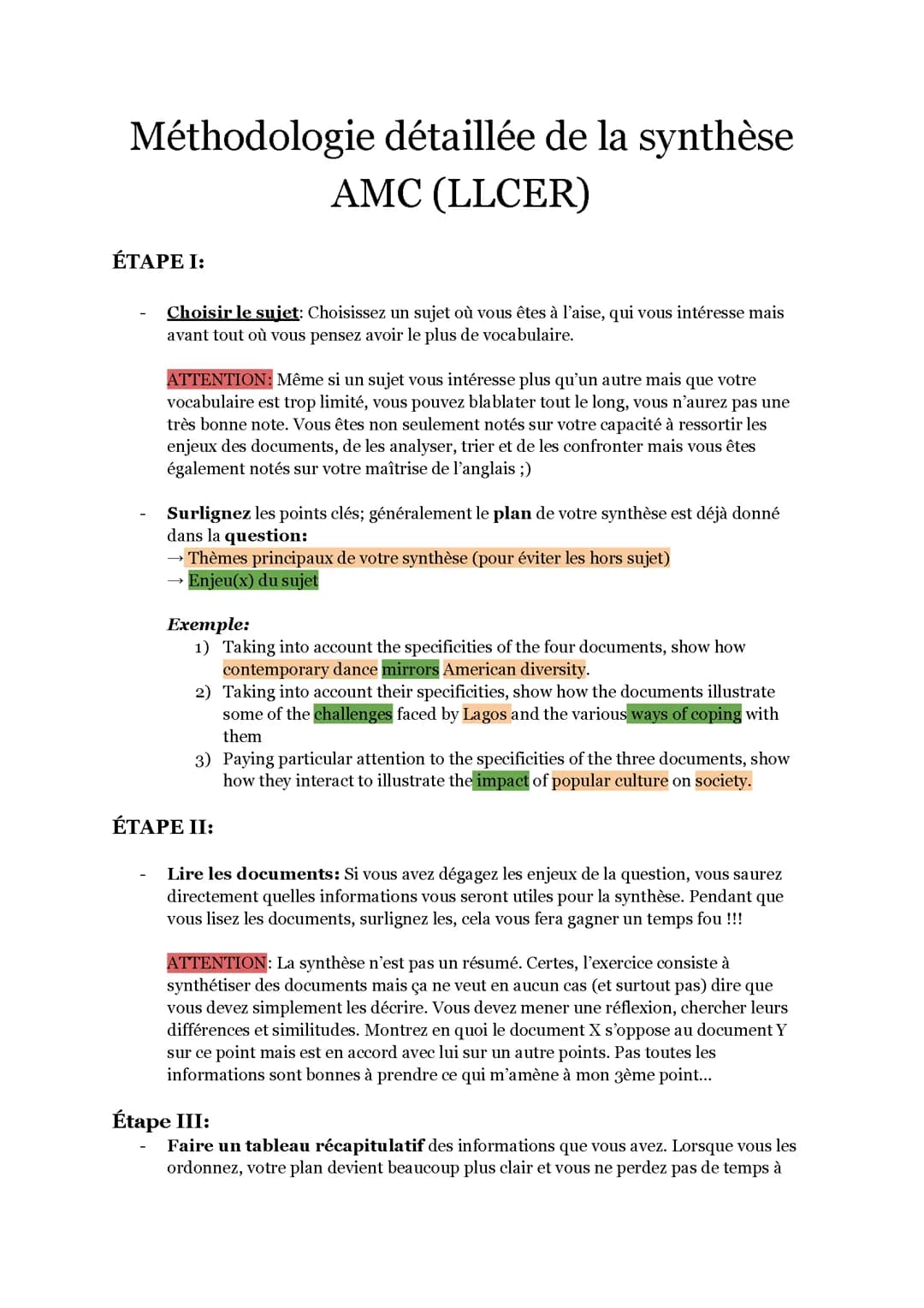 Méthodologie complète de la Synthèse en AMC