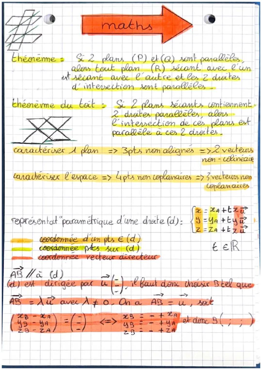 Comprendre les vecteurs, droites et plans en géométrie terminale