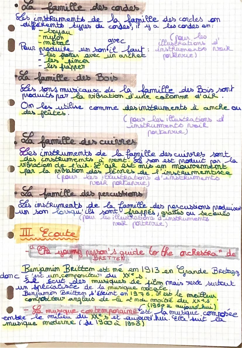 Contrôle musique : chap. I
I Definitions
L'orchestr est um ensemble important de musicions,
reumis pour excecuter une exurere musicale. Les 