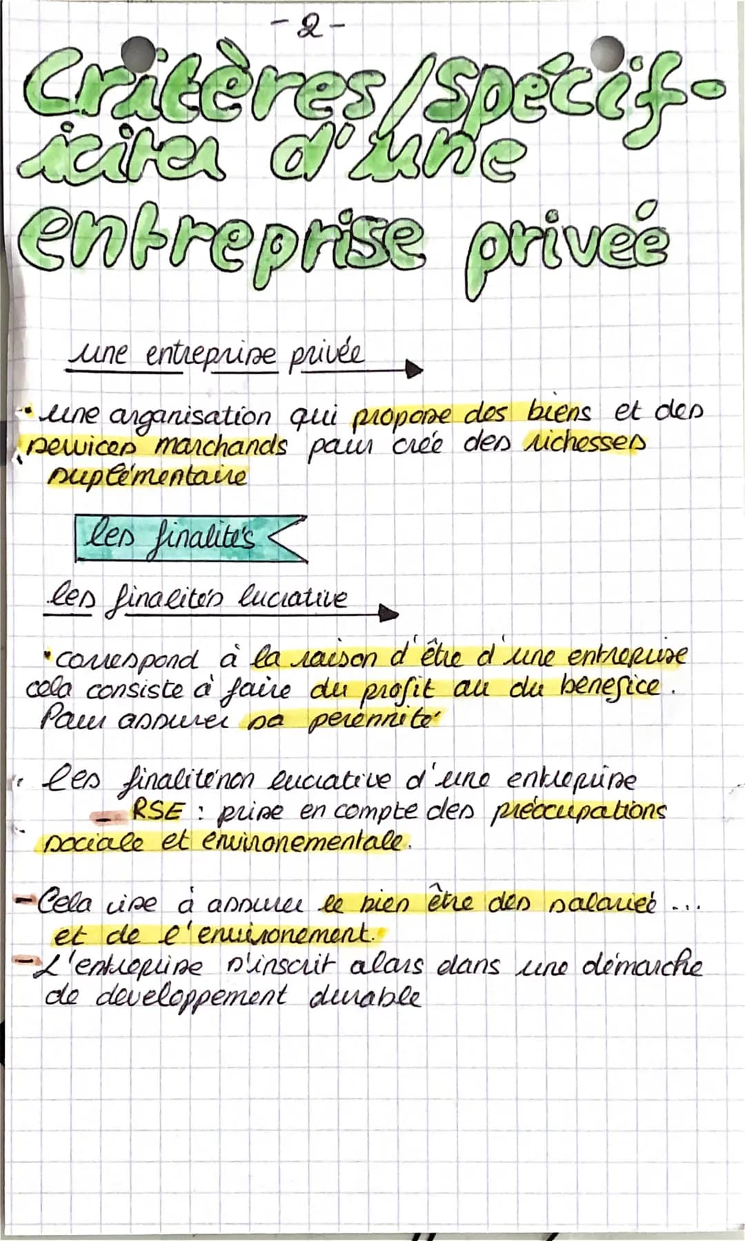 -2-
Critères/Specif-
iciter d'une
entreprise prives
une entreprise privée
• une arganisation qui propose des biens et den
Dewices marchands 