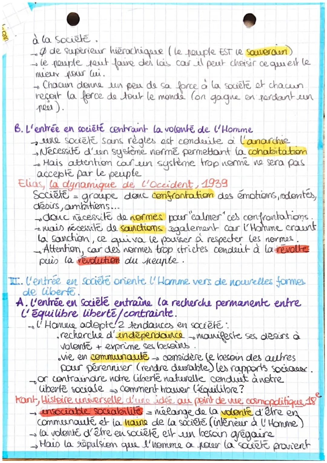 • Etat / justice
Vivre en société est-il une entrave à la liberté ?
1. Definition
Société: ensemble de personnes dont l'organisation est
rég