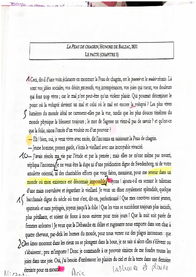 Introduction:
Contextualisation :
LA PEAU DE CHAGRIN, HONORE DE BALZAC, 1831
LE PACTE (P.49-51)
Problématique : Dans quelle mesure la leçon 