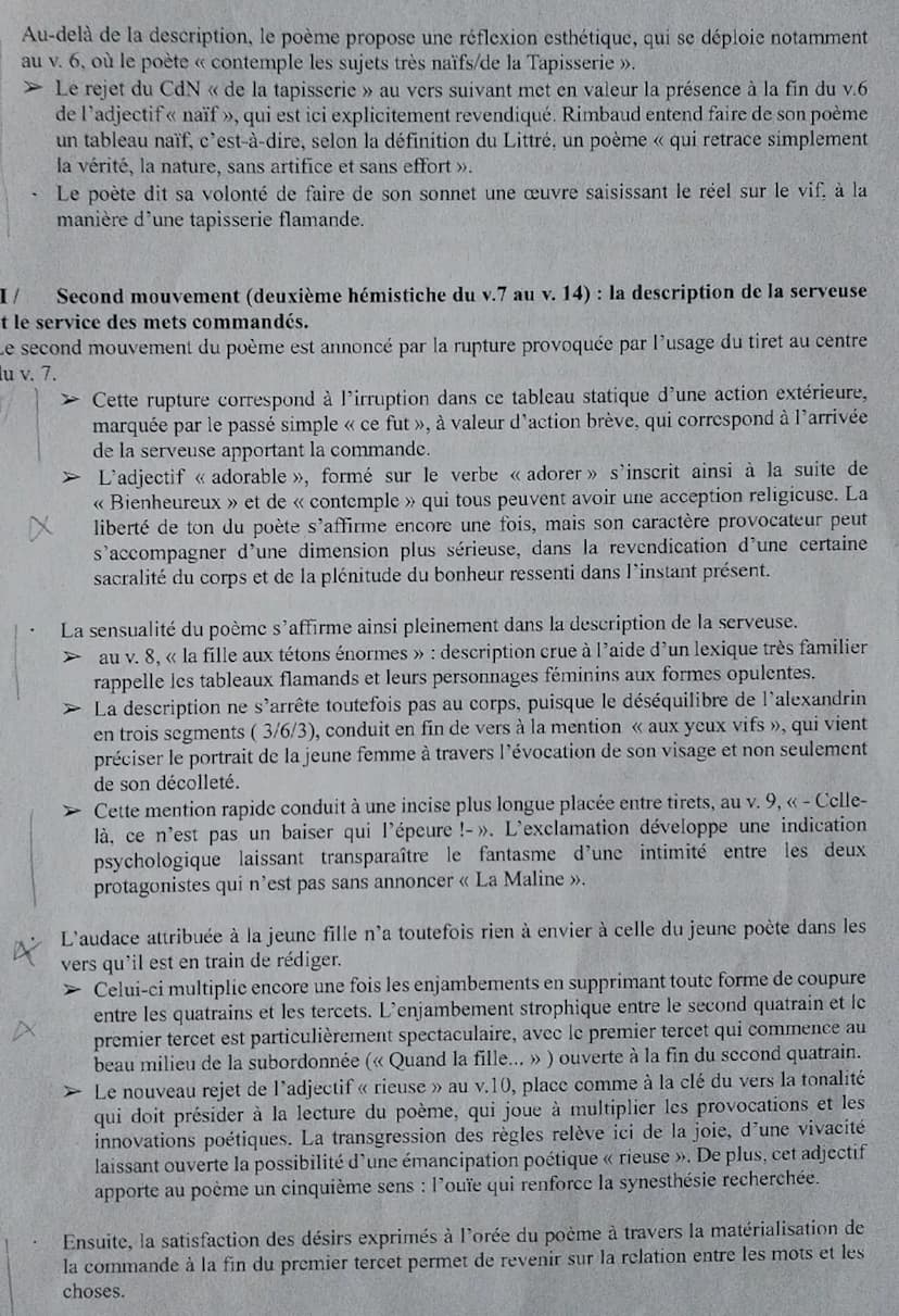 --- OCR Start ---
Fiche oral — texte 3 <<< Au Cabaret-Vert, cinq heures du soir >>>
Présentation de l'auteur et de l'œuvre: Arthur Rimbaud e
