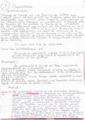 Know Analyse Lineaire Oral francais. Preambule DDFC de Olympe de Gouges thumbnail