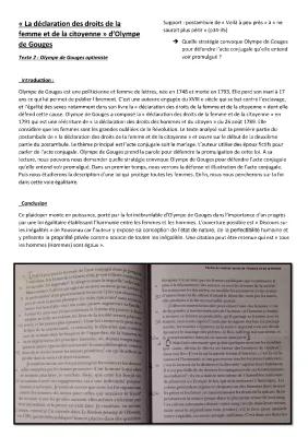 Know Fiche de révision "La déclaration des droits de la femme" d'Olympe de Gouges TEXTE 2 thumbnail