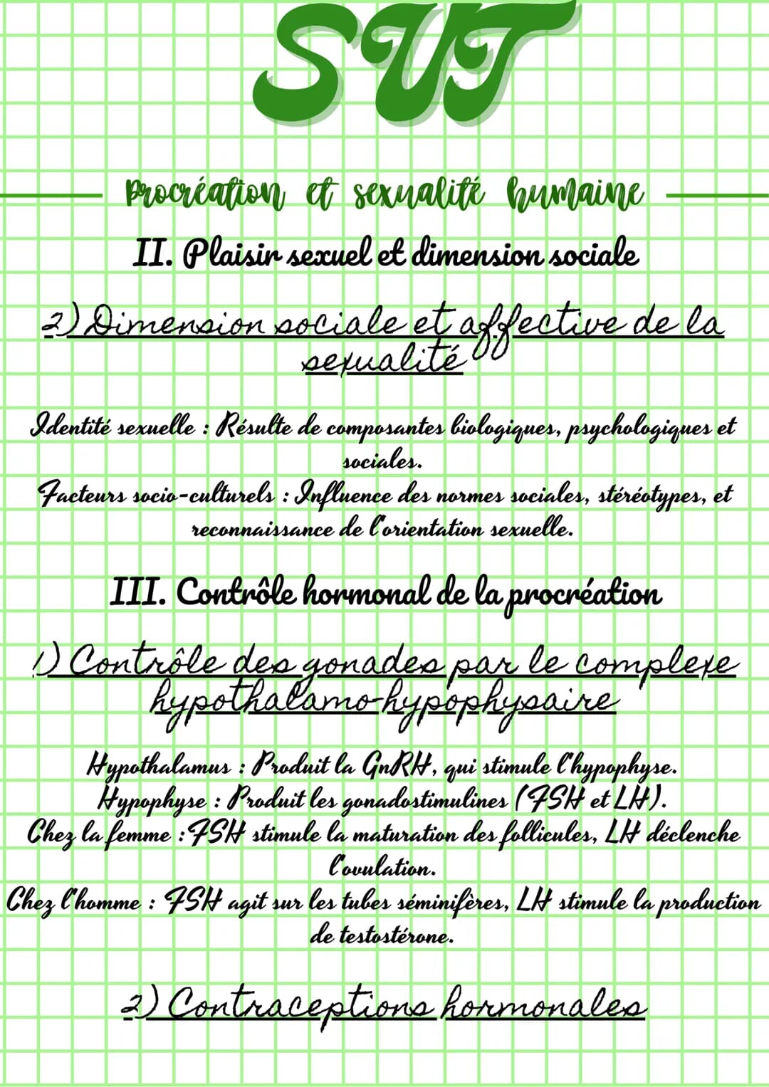 ---
SUT
Procréation et sexualité humaine
I. De la fécondation à la puberté
1) Détermination du sexe génétique et
gonadique
Sexe génétique : 