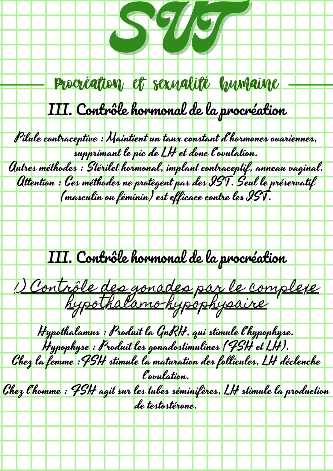---
SUT
Procréation et sexualité humaine
I. De la fécondation à la puberté
1) Détermination du sexe génétique et
gonadique
Sexe génétique : 