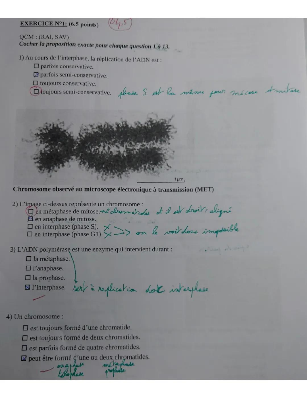 Sujet de contrôle et correction sur l'expression et la stabilité du patrimoine génétique