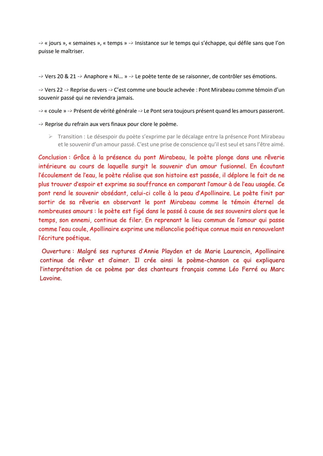 I) Le souvenir du poète qui erre dans
Paris
Vers 1 à
Parcours : MODERNITE POETIQUE? - Alcools, Guillaume Apollinaire
(1913) (Le Pont Mirabea