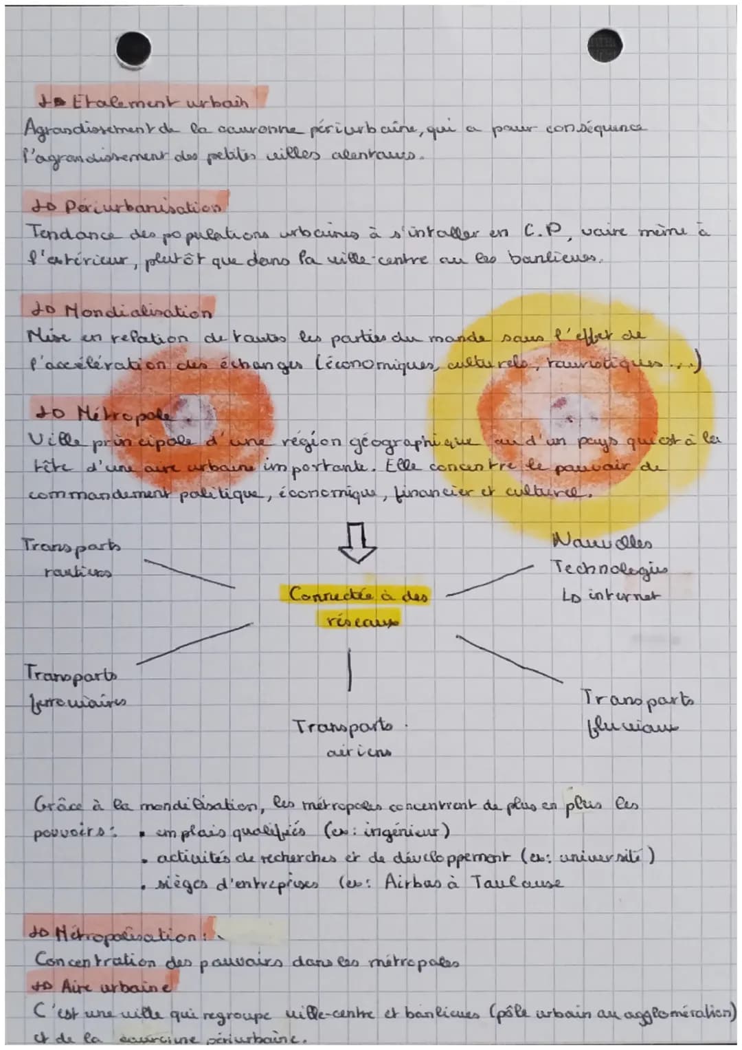 Géographie
Dynamiques territoriales de
to Urbanisation
Transformation d'une population rurale in population urbaine, qui
pour conséquence l'