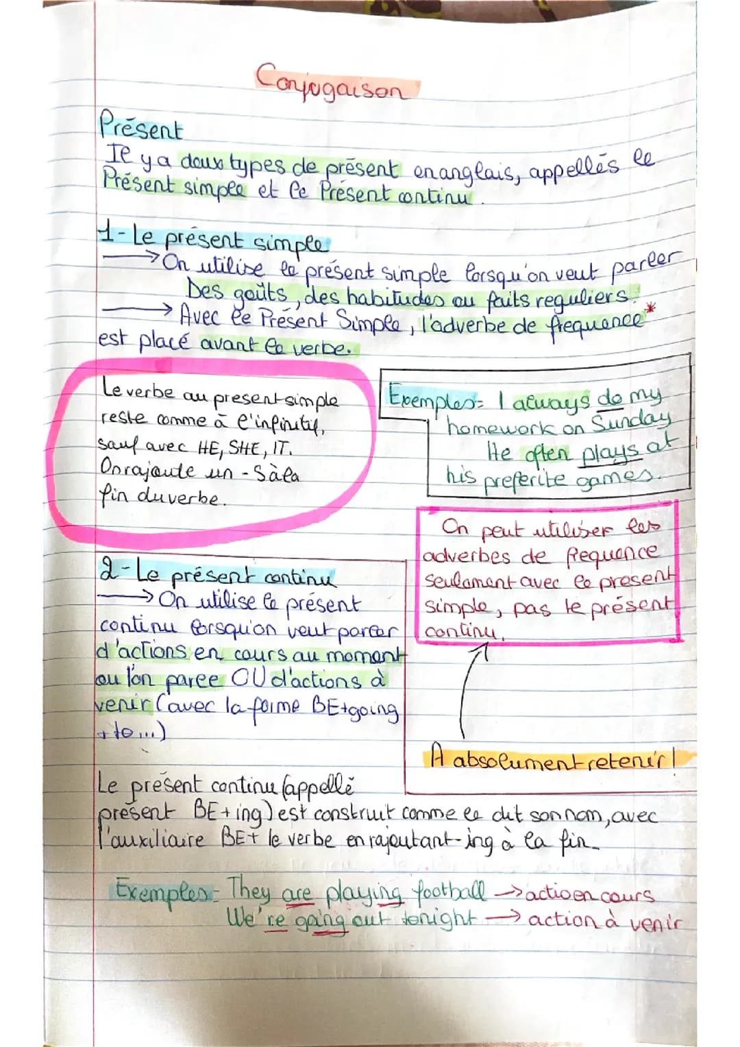 Le présent simple et le présent continu