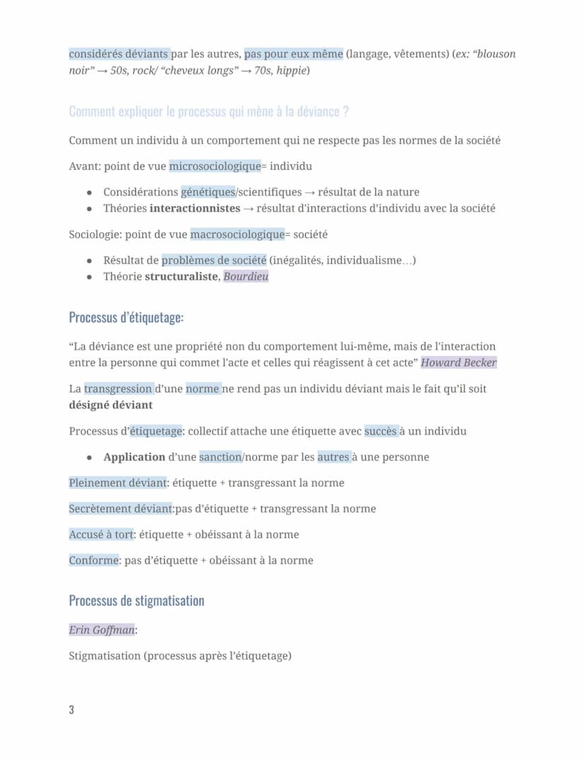Sociologie
Quels sont les processus sociaux qui contribuent à la déviance ?
Intro:
La sociologie s'intéresse aux comportements qui sortent d