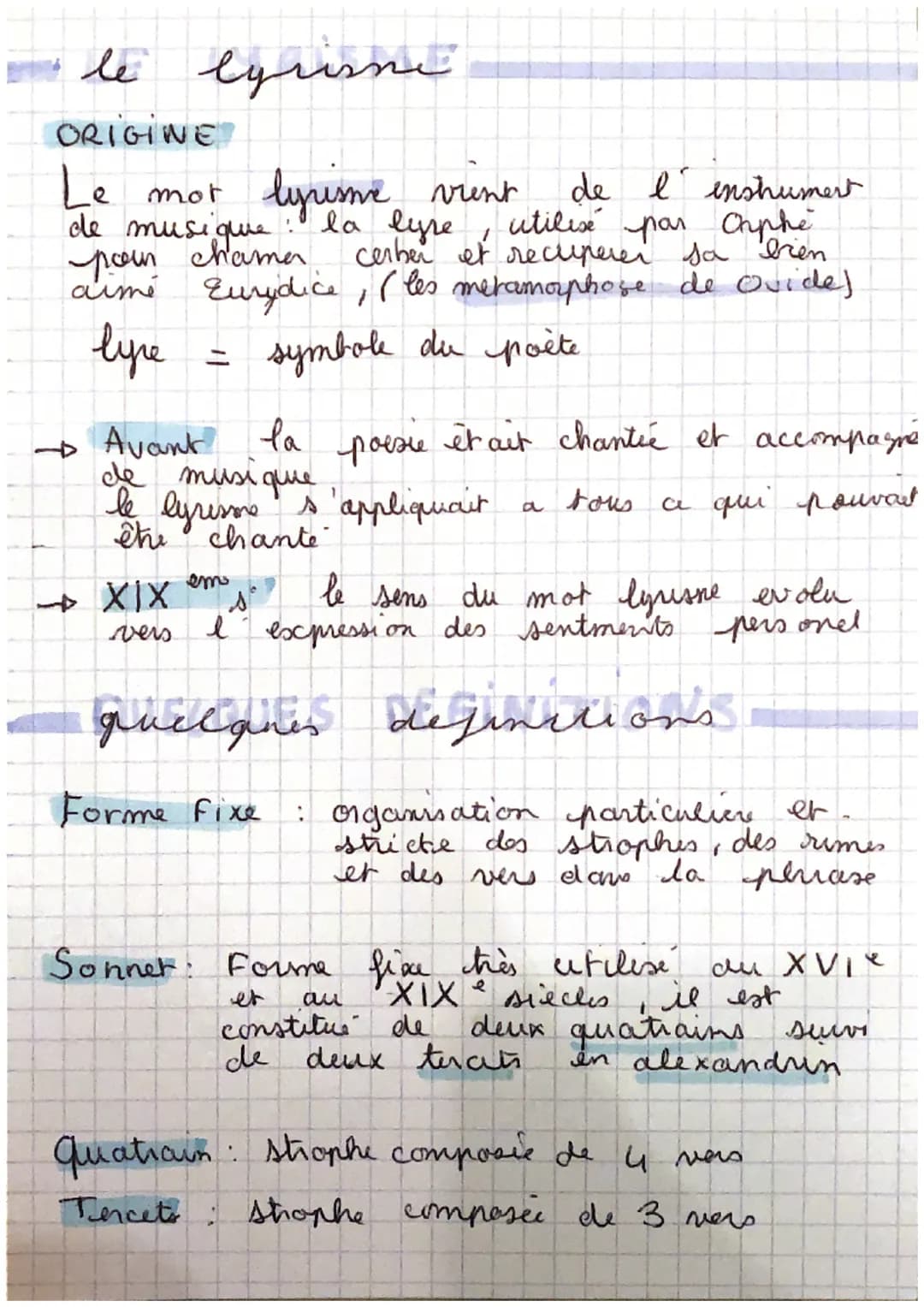 le lyrisme
ORIGINE
Le m
mot lyrisme
de musi.
lyre
lyrisme vient
la lyre
de I instrument
utilisé par Chiphe
cerber et recuperer sa bren
Euryd